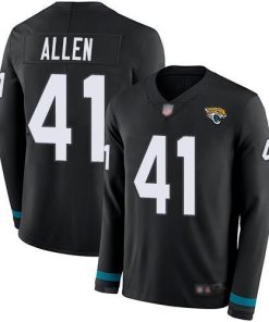 Nike Jaguars #41 Josh Allen Black Team Color Men's Stitched NFL Limited Therma Long Sleeve Jersey