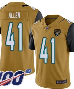 Nike Jaguars #41 Josh Allen Gold Men's Stitched NFL Limited Rush 100th Season Jersey