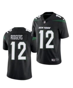 Nike Jets #12 Aaron Rodgers Black Alternate Men's Stitched NFL Vapor Untouchable Limited Jersey