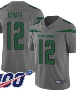 Nike Jets #12 Joe Namath Gray Men's Stitched NFL Limited Inverted Legend 100th Season Jersey
