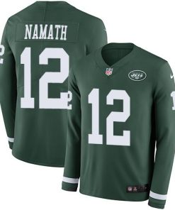 Nike Jets #12 Joe Namath Green Team Color Men's Stitched NFL Limited Therma Long Sleeve Jersey