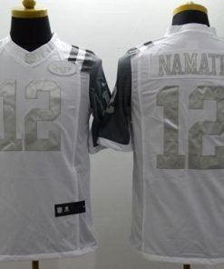 Nike Jets #12 Joe Namath White Men's Stitched NFL Limited Platinum Jersey