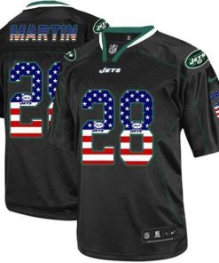 Nike Jets #28 Curtis Martin Black Men's Stitched NFL Elite USA Flag Fashion Jersey