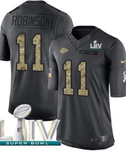 Nike Kansas City Chiefs #11 Demarcus Robinson Black Super Bowl LIV 2020 Men's Stitched NFL Limited 2016 Salute to Service Jersey Men's