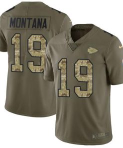 Nike Kansas City Chiefs #19 Joe Montana Olive/Camo Men's Stitched NFL Limited 2017 Salute To Service Jersey Men's