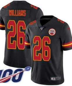 Nike Kansas City Chiefs #26 Damien Williams Black Men's Stitched NFL Limited Rush 100th Season Jersey Men's