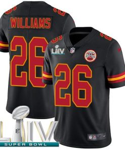 Nike Kansas City Chiefs #26 Damien Williams Black Super Bowl LIV 2020 Men's Stitched NFL Limited Rush Jersey Men's