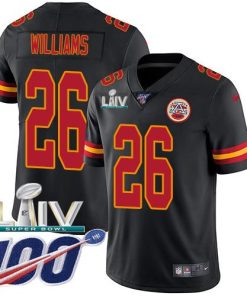 Nike Kansas City Chiefs #26 Damien Williams Black Super Bowl LIV 2020 Men's Stitched NFL Limited Rush 100th Season Jersey Men's