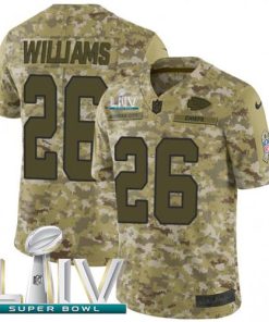 Nike Kansas City Chiefs #26 Damien Williams Camo Super Bowl LIV 2020 Men's Stitched NFL Limited 2018 Salute To Service Jersey Men's