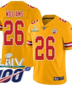 Nike Kansas City Chiefs #26 Damien Williams Gold Super Bowl LIV 2020 Men's Stitched NFL Limited Inverted Legend 100th Season Jersey Men's