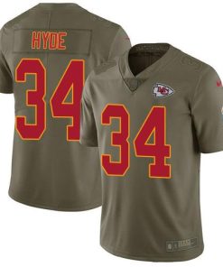 Nike Kansas City Chiefs #34 Carlos Hyde Olive Men's Stitched NFL Limited 2017 Salute to Service Jersey Men's