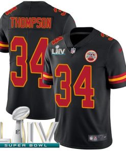 Nike Kansas City Chiefs #34 Darwin Thompson Black Super Bowl LIV 2020 Men's Stitched NFL Limited Rush Jersey Men's