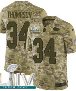 Nike Kansas City Chiefs #34 Darwin Thompson Camo Super Bowl LIV 2020 Men's Stitched NFL Limited 2018 Salute To Service Jersey Men's