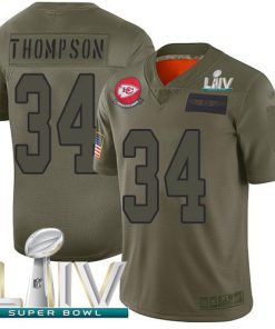 Nike Kansas City Chiefs #34 Darwin Thompson Camo Super Bowl LIV 2020 Men's Stitched NFL Limited 2019 Salute To Service Jersey Men's