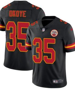Nike Kansas City Chiefs #35 Christian Okoye Black Men's Stitched NFL Limited Rush Jersey Men's