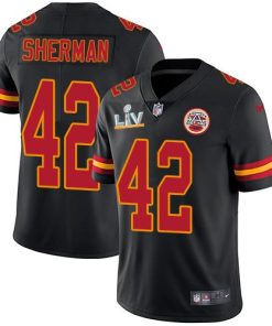 Nike Kansas City Chiefs #42 Anthony Sherman Black Men's Super Bowl LV Bound Stitched NFL Limited Rush Jersey Men's