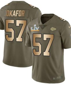 Nike Kansas City Chiefs #57 Alex Okafor Olive/Gold Men's Super Bowl LV Bound Stitched NFL Limited 2017 Salute To Service Jersey Men's