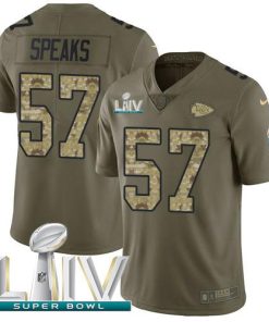 Nike Kansas City Chiefs #57 Breeland Speaks Olive/Camo Super Bowl LIV 2020 Men's Stitched NFL Limited 2017 Salute To Service Jersey Men's