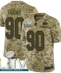 Nike Kansas City Chiefs #90 Emmanuel Ogbah Camo Super Bowl LIV 2020 Men's Stitched NFL Limited 2018 Salute To Service Jersey Men's
