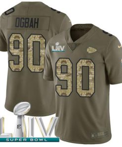 Nike Kansas City Chiefs #90 Emmanuel Ogbah Olive/Camo Super Bowl LIV 2020 Men's Stitched NFL Limited 2017 Salute To Service Jersey Men's
