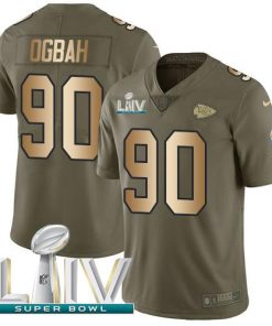 Nike Kansas City Chiefs #90 Emmanuel Ogbah Olive/Gold Super Bowl LIV 2020 Men's Stitched NFL Limited 2017 Salute To Service Jersey Men's