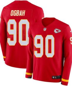 Nike Kansas City Chiefs #90 Emmanuel Ogbah Red Team Color Men's Stitched NFL Limited Therma Long Sleeve Jersey Men's