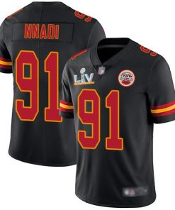 Nike Kansas City Chiefs #91 Derrick Nnadi Black Men's Super Bowl LV Bound Stitched NFL Limited Rush Jersey Men's