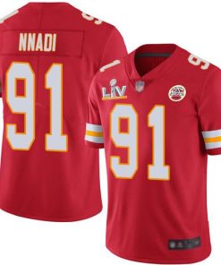 Nike Kansas City Chiefs #91 Derrick Nnadi Red Team Color Men's Super Bowl LV Bound Stitched NFL Vapor Untouchable Limited Jersey Men's