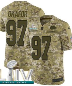 Nike Kansas City Chiefs #97 Alex Okafor Camo Super Bowl LIV 2020 Men's Stitched NFL Limited 2018 Salute To Service Jersey Men's