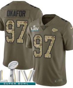 Nike Kansas City Chiefs #97 Alex Okafor Olive/Camo Super Bowl LIV 2020 Men's Stitched NFL Limited 2017 Salute To Service Jersey Men's