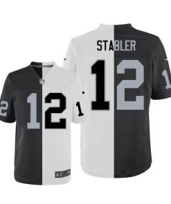 Nike Las Vegas Raiders #12 Kenny Stabler White/Black Men's Stitched NFL Elite Split Jersey Men's