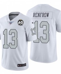 Nike Las Vegas Raiders #13 Hunter Renfrow White 60th Anniversary Patch Men's Stitched NFL 100 Limited Color Rush Jersey Men's
