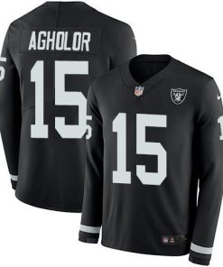 Nike Las Vegas Raiders #15 Nelson Agholor Black Team Color Men's Stitched NFL Limited Therma Long Sleeve Jersey Men's