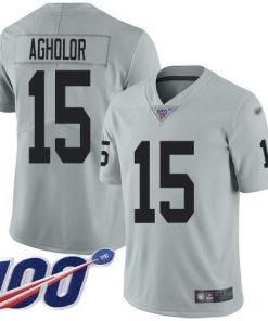 Nike Las Vegas Raiders #15 Nelson Agholor Silver Men's Stitched NFL Limited Inverted Legend 100th Season Jersey Men's