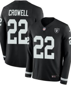 Nike Las Vegas Raiders #22 Isaiah Crowell Black Team Color Men's Stitched NFL Limited Therma Long Sleeve Jersey Men's