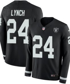 Nike Las Vegas Raiders #24 Marshawn Lynch Black Team Color Men's Stitched NFL Limited Therma Long Sleeve Jersey Men's