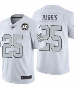 Nike Las Vegas Raiders #25 Erik Harris White 60th Anniversary Patch Men's Stitched NFL 100 Limited Color Rush Jersey Men's