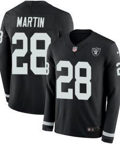 Nike Las Vegas Raiders #28 Doug Martin Black Team Color Men's Stitched NFL Limited Therma Long Sleeve Jersey Men's