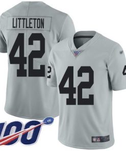 Nike Las Vegas Raiders #42 Cory Littleton Silver Men's Stitched NFL Limited Inverted Legend 100th Season Jersey Men's