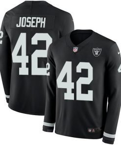 Nike Las Vegas Raiders #42 Karl Joseph Black Team Color Men's Stitched NFL Limited Therma Long Sleeve Jersey Men's
