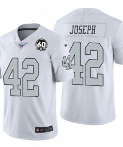 Nike Las Vegas Raiders #42 Karl Joseph White 60th Anniversary Patch Men's Stitched NFL 100 Limited Color Rush Jersey Men's
