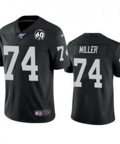 Nike Las Vegas Raiders #74 Kolton Miller Black 60th Anniversary Vapor Limited Stitched NFL 100th Season Jersey Men's
