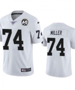 Nike Las Vegas Raiders #74 Kolton Miller White 60th Anniversary Vapor Limited Stitched NFL 100th Season Jersey Men's