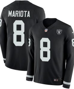 Nike Las Vegas Raiders #8 Marcus Mariota Black Team Color Men's Stitched NFL Limited Therma Long Sleeve Jersey Men's
