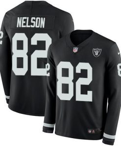 Nike Las Vegas Raiders #82 Jordy Nelson Black Team Color Men's Stitched NFL Limited Therma Long Sleeve Jersey Men's