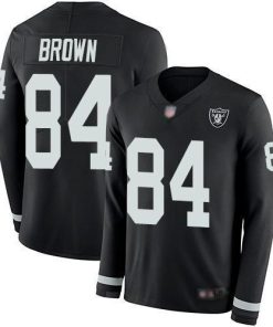 Nike Las Vegas Raiders #84 Antonio Brown Black Team Color Men's Stitched NFL Limited Therma Long Sleeve Jersey Men's