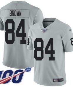 Nike Las Vegas Raiders #84 Antonio Brown Silver Men's Stitched NFL Limited Inverted Legend 100th Season Jersey Men's