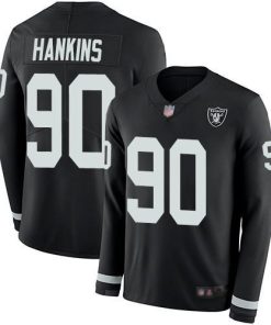 Nike Las Vegas Raiders #90 Johnathan Hankins Black Team Color Men's Stitched NFL Limited Therma Long Sleeve Jersey Men's