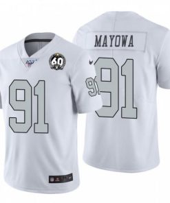 Nike Las Vegas Raiders #91 Benson Mayowa White 60th Anniversary Patch Men's Stitched NFL 100 Limited Color Rush Jersey Men's