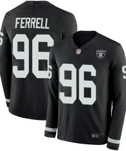 Nike Las Vegas Raiders #96 Clelin Ferrell Black Team Color Men's Stitched NFL Limited Therma Long Sleeve Jersey Men's
